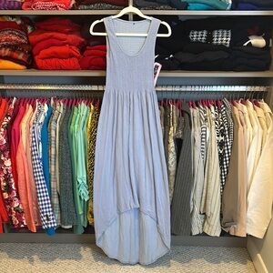 Elle Belle blue sleeveless smocked bodice hi low maxi dress size OS NWT